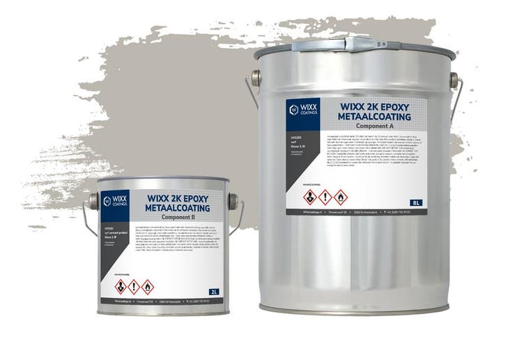 Wixx 2K Epoxy Metaalcoating RAL 7044 | Zijdegrijs 10L, Doe-het-zelf en Bouw, Verf, Beits en Lak, Nieuw, Verzenden