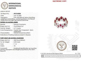 Bague - 18 carats Or blanc, Or jaune - 7.64ct. tw. Rubis -