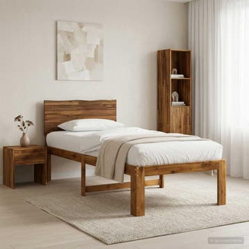 vidaXL Eenpersoonsbed met hoofdbord ROSTOCK Naturel 90 x 190, Huis en Inrichting, Verzenden, Nieuw