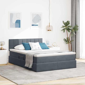 vidaXL Opbergbed met hoofdeinde Donkergrijs 140 x 200 cm, Huis en Inrichting, Slaapkamer | Bedden, Verzenden, Nieuw
