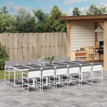 vidaXL 13-delige Tuinset met kussens textileen wit, Verzenden, Tuinset