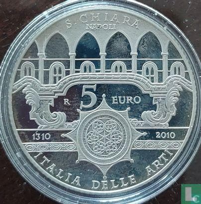 Italië 5 euro 2010 (PROOF) Santa Chiara - Napoli, Postzegels en Munten, Munten | Europa | Euromunten, Losse munt, 5 euro, Goud