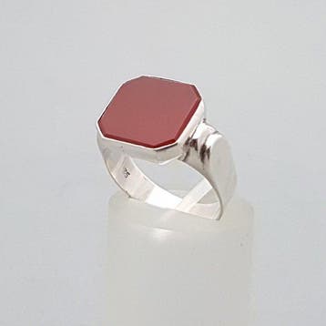 Zilver, Art Deco, Carneool Zegelring - Ring