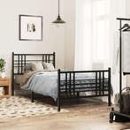 vidaXL Bedframe met hoofd- en voeteneinde metaal zwart, Verzenden