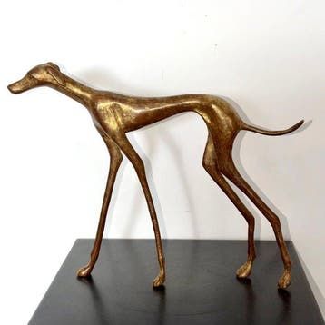 Abdoulaye Derme - sculptuur, Chien, Lévriers stylisé - 26 cm