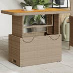 vidaXL Tuintafel 90x55x71 cm poly rattan en acaciahout beige, Tuin en Terras, Tuintafels, Verzenden, Nieuw