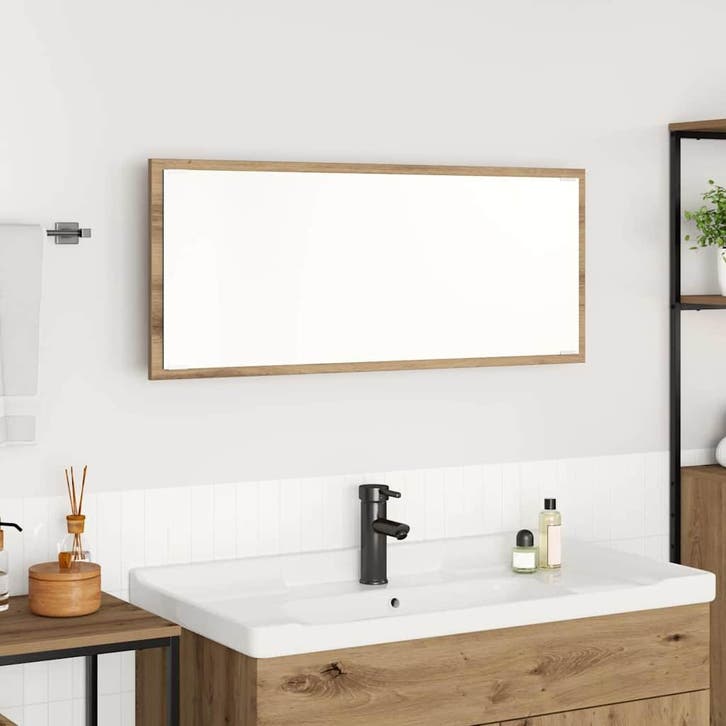 vidaXL Spiegel Artisan Eiken 90 x 8,5 x 37 cm Bewerkt hout, Maison & Meubles, Tables | Coiffeuses, Envoi
