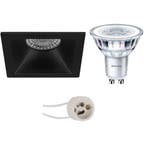 LED Spot Set 6W - Vierkante Inbouwspot Mat Zwart & Wit | GU1, Verzenden, Nieuw