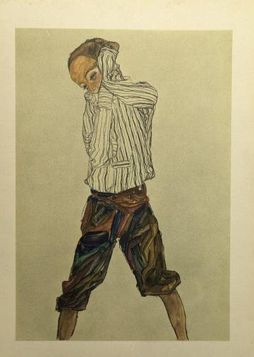 Egon Schiele (1890-1918), after - Knabe in gestreiftem Hemd