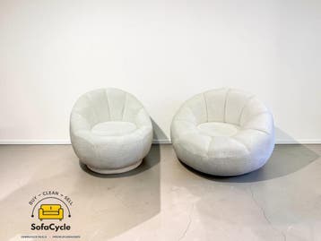Fauteuil wit in bouclé set van 2 draaistoelen – overstock, Verzenden, Nieuw