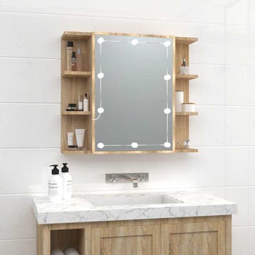 vidaXL Spiegelkast met LED-verlichting 70x16,5x60 cm sonoma, Verzenden