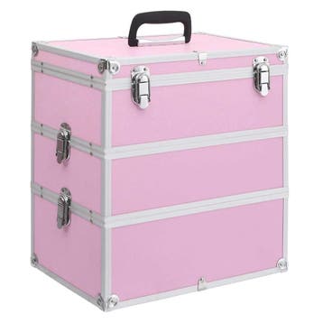 vidaXL Make-up koffer 37x24x40 cm aluminium roze, Verzenden, Nieuw