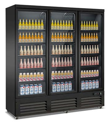 Koelkast 3 Glasdeuren Zwart Ceb-1600R Bl, Verzenden