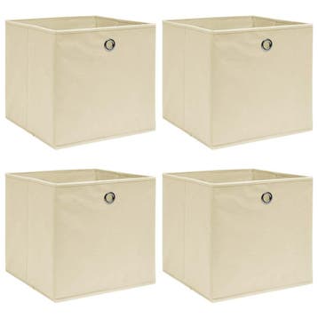 vidaXL Opbergboxen 4 st 32x32x32 cm stof crèmekleurig, Verzenden, Nieuw