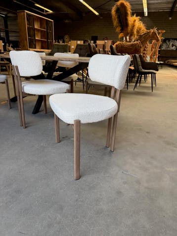 Girona eetkamerstoel, beige + metalen onderstel (nieuw), Maison & Meubles