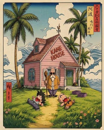 AT9 - Kame House: Ukiyo-e Style - Canvas 50x40cm - 1/10, Nieuw
