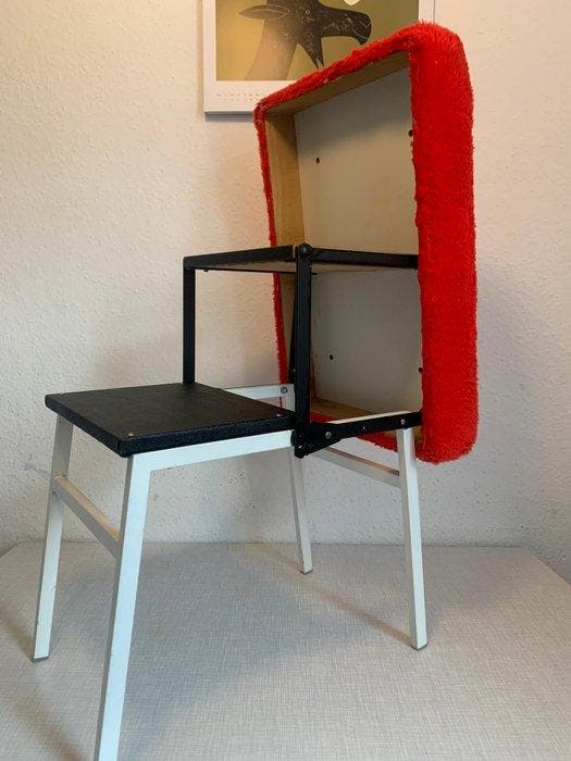 Tabouret - Métal, Bois, Textile - Pas, échelle, siège, Antiek en Kunst, Kunst | Designobjecten