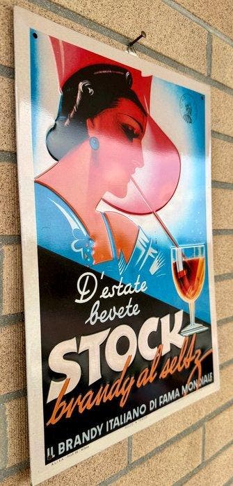 Vintage metalen reclamebord Stock Brandy al Selz – Italië