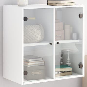 vidaXL Wandkast met glazen deuren 68x37x68,5 cm wit, Verzenden, Nieuw