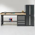 Datona Werkbank 200 cm 2 kast deuren 1 kast lades bamboe -, Ophalen of Verzenden, Nieuw