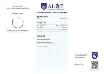 Geen reserve - ALGT gecertificeerd - Natuurlijke granaat