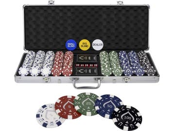Texas Finest Silver Pokerset - 500 Pokerchips -, Kinderen en Baby's, Verzenden, Zo goed als nieuw
