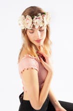 Bloemenkrans Haar Pioenrozen Lichtroze Creme Oudroze Bloemen, Ophalen of Verzenden, Nieuw