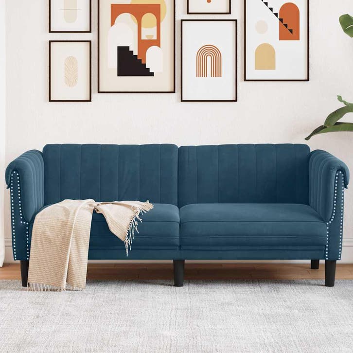 vidaXL 2-zitsbank / zetel fluweel blauw, Maison & Meubles, Canapés | Salons, Envoi