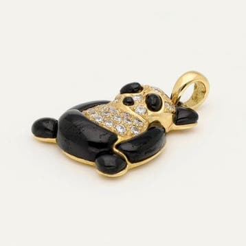 Hanger - 18 karaat Geel goud Diamant (Natuurlijk) - Emaille