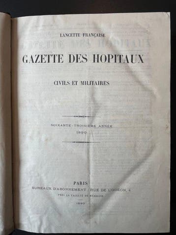 Lancette française - Gazette des Hôpitaux civils et, Antiek en Kunst