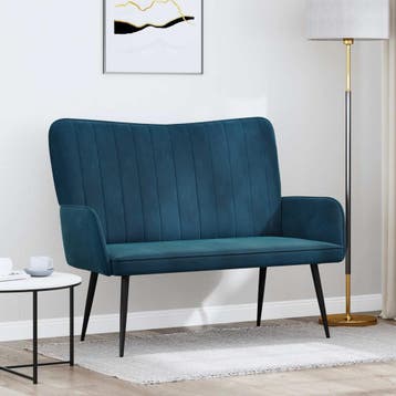 vidaXL 2-Zits Sofa Blauw 115 x 61 x 87 cm fluweel, Verzenden, Nieuw