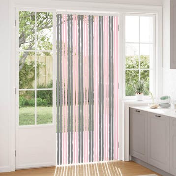vidaXL Insecten Gordijn Chenille Zilvergrijs en Roze 100 x, Verzenden, Nieuw