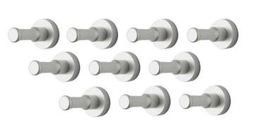 Set van 10 metalen kledinghaken, kapstok, zilver, Verzenden
