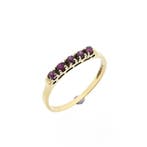 Gouden rijring met robijn, Handtassen en Accessoires, Ringen, Gebruikt, Overige kleuren, 20 of groter, Ophalen of Verzenden