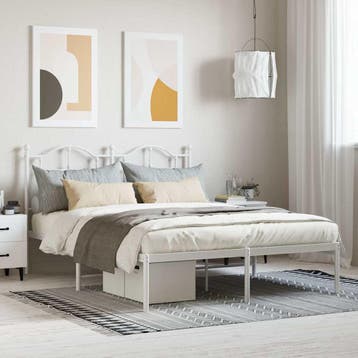 vidaXL Bedframe met hoofdbord metaal wit 140x200 cm, Verzenden, Nieuw