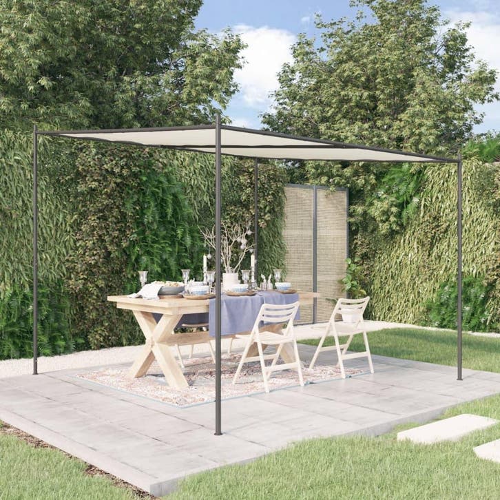 vidaXL Prieel 3x3 m 180 g/m² stof en staal wit, Tuin en Terras, Partytenten, Nieuw, Verzenden