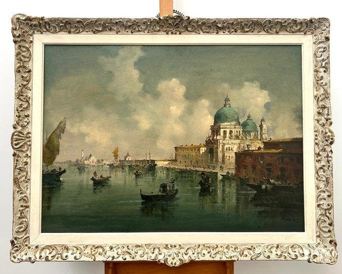 Giuseppe Riva (1861-1948) - Venezia - XL format, Antiek en Kunst, Kunst | Schilderijen | Klassiek