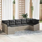vidaXL Bankstel met kussen 7 pcs Lichtgrijs poly rattan, Verzenden, Nieuw