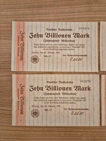 Duitsland. - 4 x Zehn Billionen Mark 1923 – Deutsche, Postzegels en Munten
