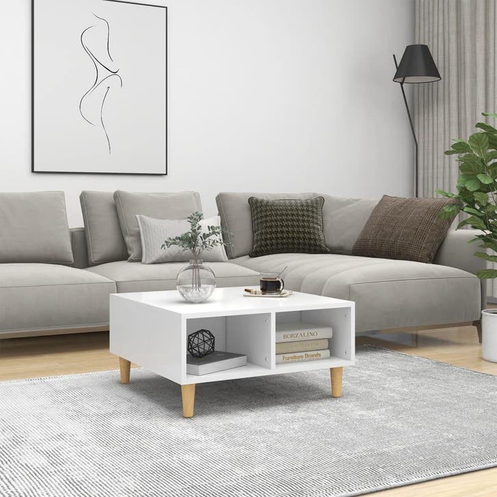 vidaXL Salontafel 60x60x30 cm bewerkt hout wit, Huis en Inrichting, Tafels | Salontafels, Nieuw, Verzenden