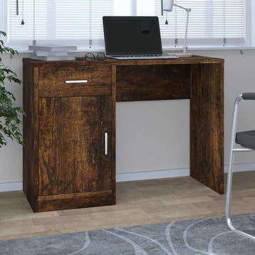 vidaXL Bureau met kast en lade 100x40x73 cm bewerkt hout, Huis en Inrichting, Verzenden, Nieuw