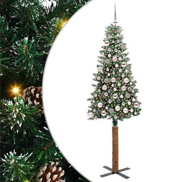 vidaXL Slanke Kerstboom Groen 180 cm PVC en massief, Verzenden, Nieuw