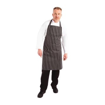 Whites halterschort zwart-wit gestreept | 970(l)x710(b)cm, Verzenden