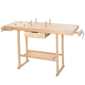 Houten Werkbank met bankschroeven 137x50x87 cm - bruin, Verzenden, Nieuw