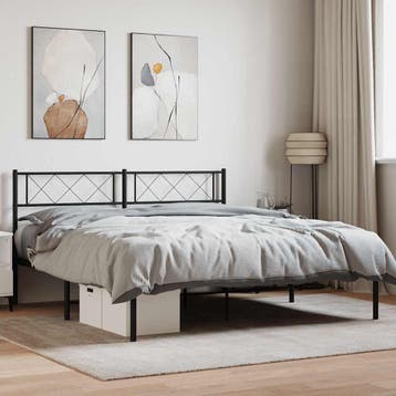 vidaXL Bedframe met hoofdbord metaal zwart 160x200 cm, Verzenden, Nieuw