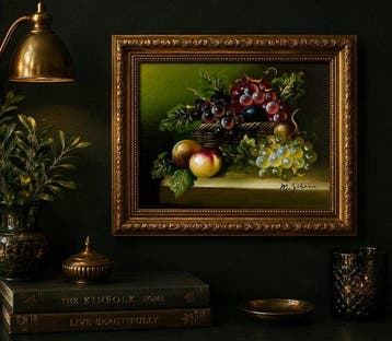 M. Gibson (XX) - Fruit Still Life with Grapes and Apples