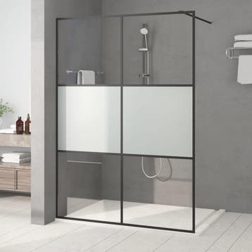 vidaXL Inloopdouchewand 140x195 cm halfmat ESG-glas zwart, Verzenden