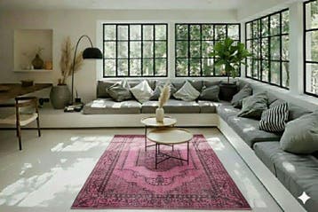 Roze vintage - Vloerkleed - 215 cm - 115 cm - met, Antiek en Kunst