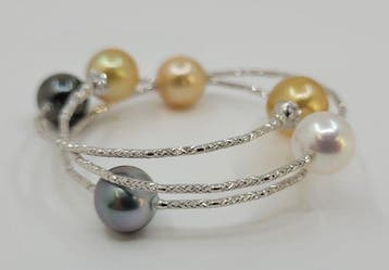 Armband - 18 karaat Witgoud, 9,5 × 10,5 mm Zuidzee- en, Nieuw