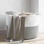 vidaXL Wasmand Ø 55x36 cm katoen grijs en wit, Verzenden, Nieuw